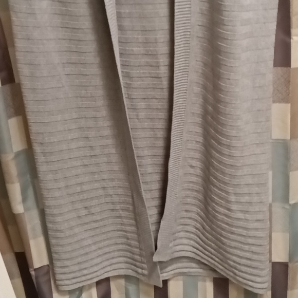 FINAL PRICE NWOT WH/BM gray hooded striped/banded/ribbed open cardigan Sm - Picture 5 of 9
